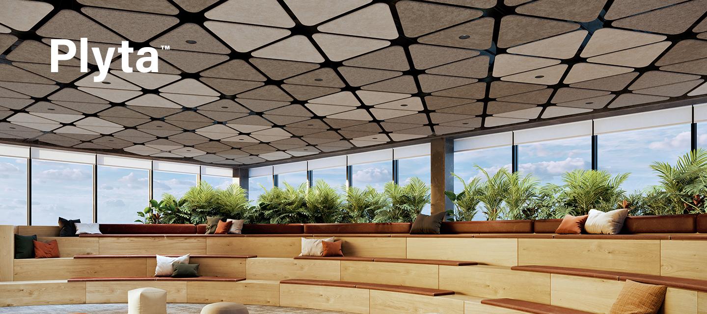 Plyta Triangle integrated ceiling in meeting room
