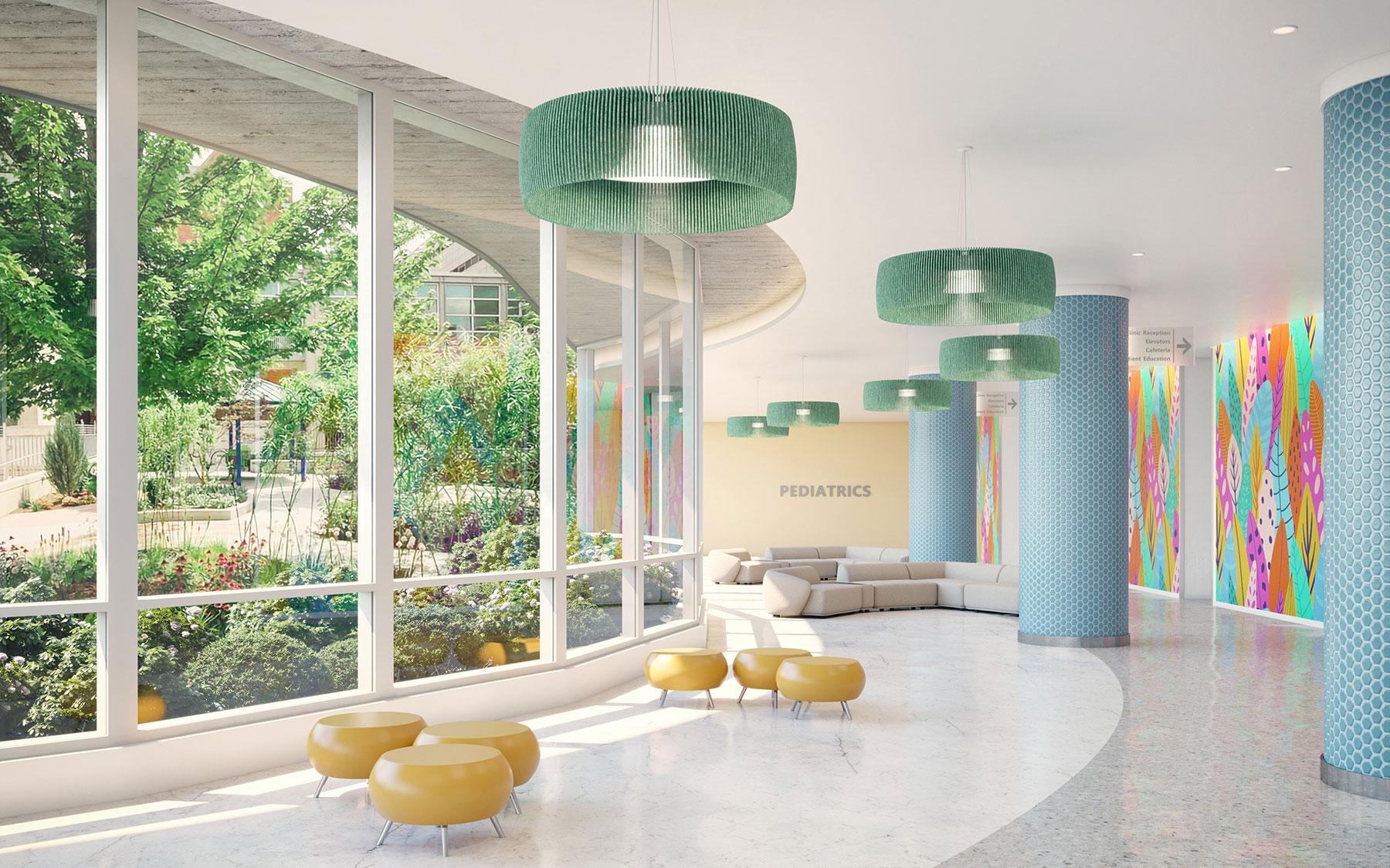 Lia acoustic pendant healthcare lobby