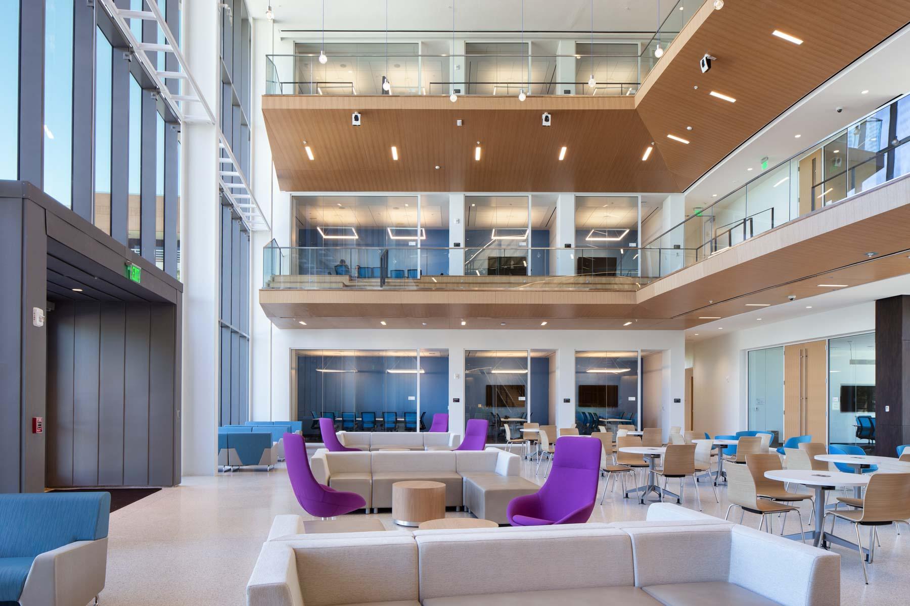 Seem 4 Recessed Wood Ceiling Education Lobby